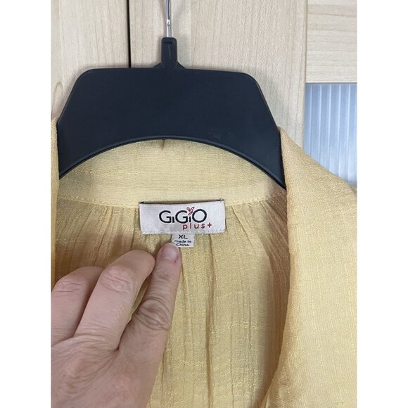 GiGio Boho Tunic Top XL 3/4 Sleeve V-Neck Gauzy  Beach Casual Yellow Gold - Picture 4 of 6